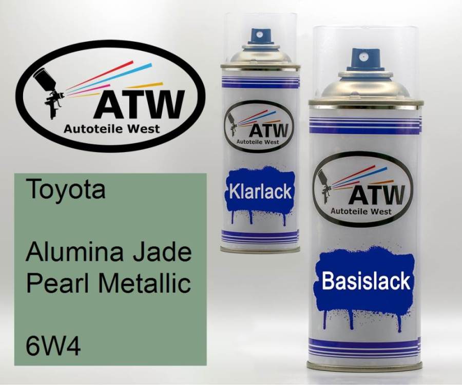 Toyota, Alumina Jade Pearl Metallic, 6W4: 400ml Sprühdose + 400ml Klarlack - Set, von ATW Autoteile West.